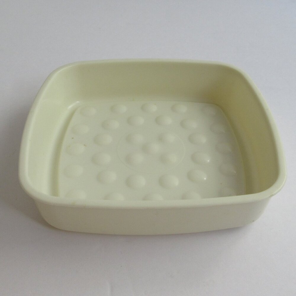 Tupperware Soap Dish Sponge Rest #804-2 Beige Plastic 3.5 x 3.75” Vintage - Picture 2 of 8